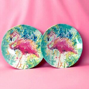 Melamine Flamingo Dessert Plates 9 inch (Set of 2)